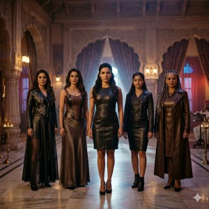 Sexy women leather dress in Bollywood