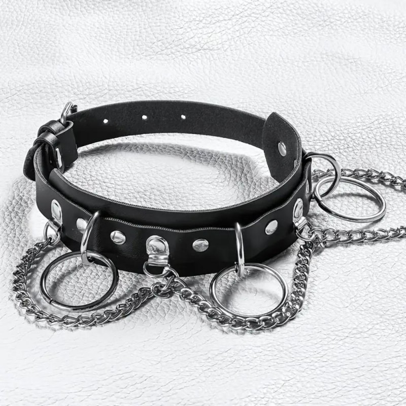 AR Punk Gothic Faux Leather Collar with Metal Rivets UK1729894
