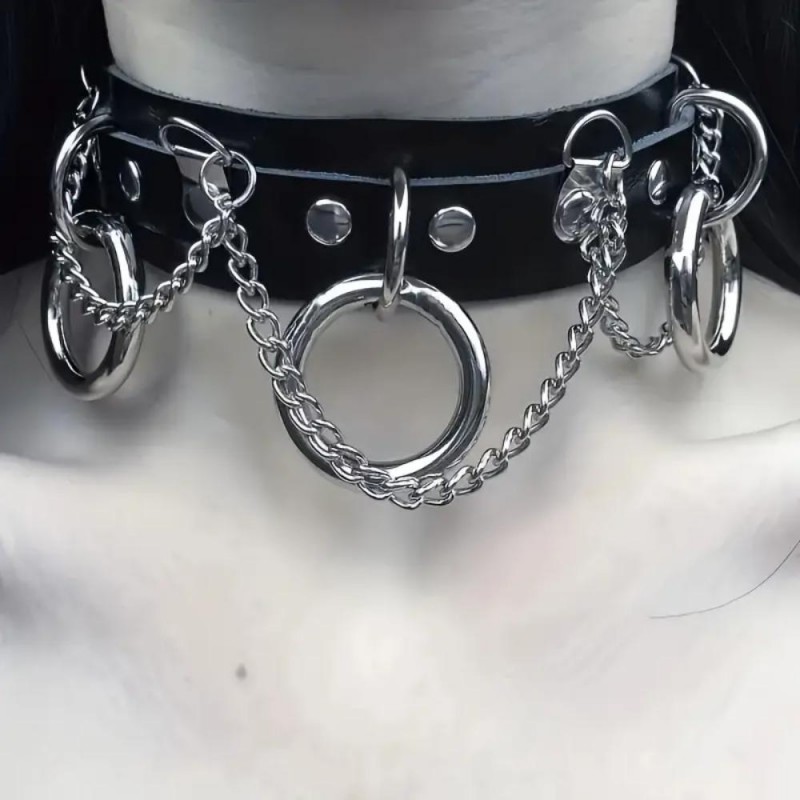 AR Punk Gothic Faux Leather Collar with Metal Rivets UK1729894