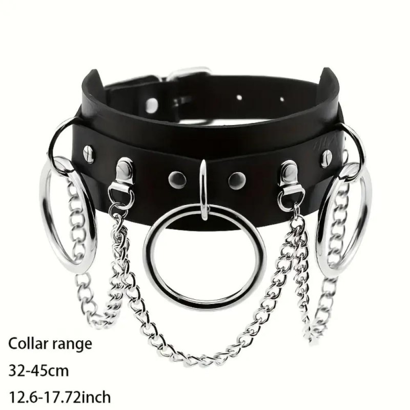 AR Punk Gothic Faux Leather Collar with Metal Rivets UK1729894