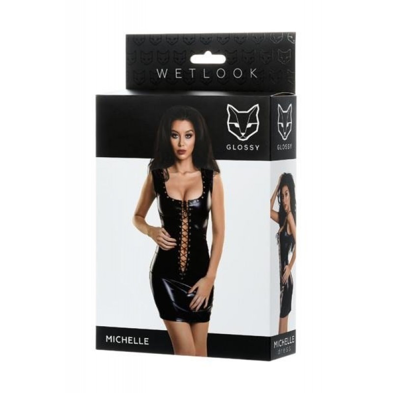 Glossy Michelle Wetlook Mini Dress 561100955015B