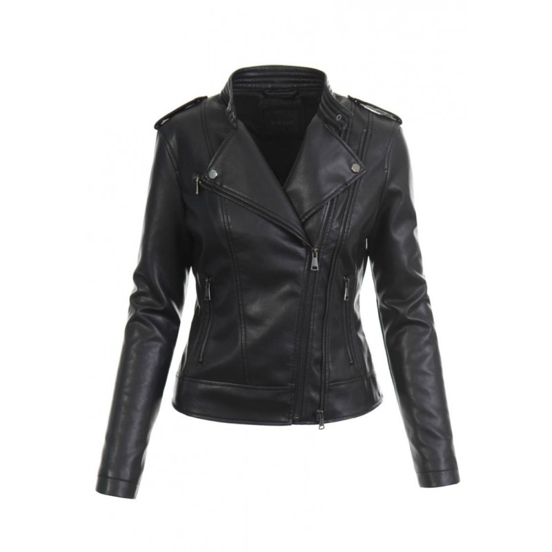 Ortalion Womens PU Leather Biker Jacket LCR8546B
