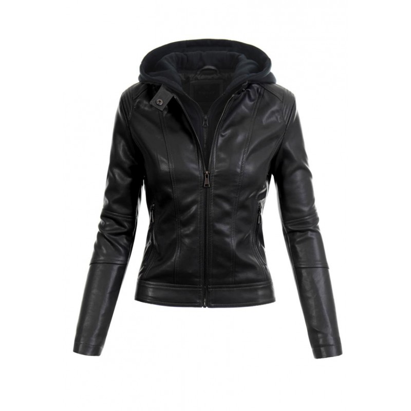 Ortalion Womens PU Leather Biker Jacket LCR8549B