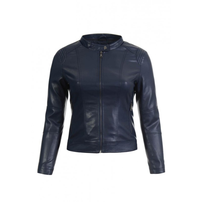 Ortalion Womens PU Leather Biker Jacket LCR8552Nv