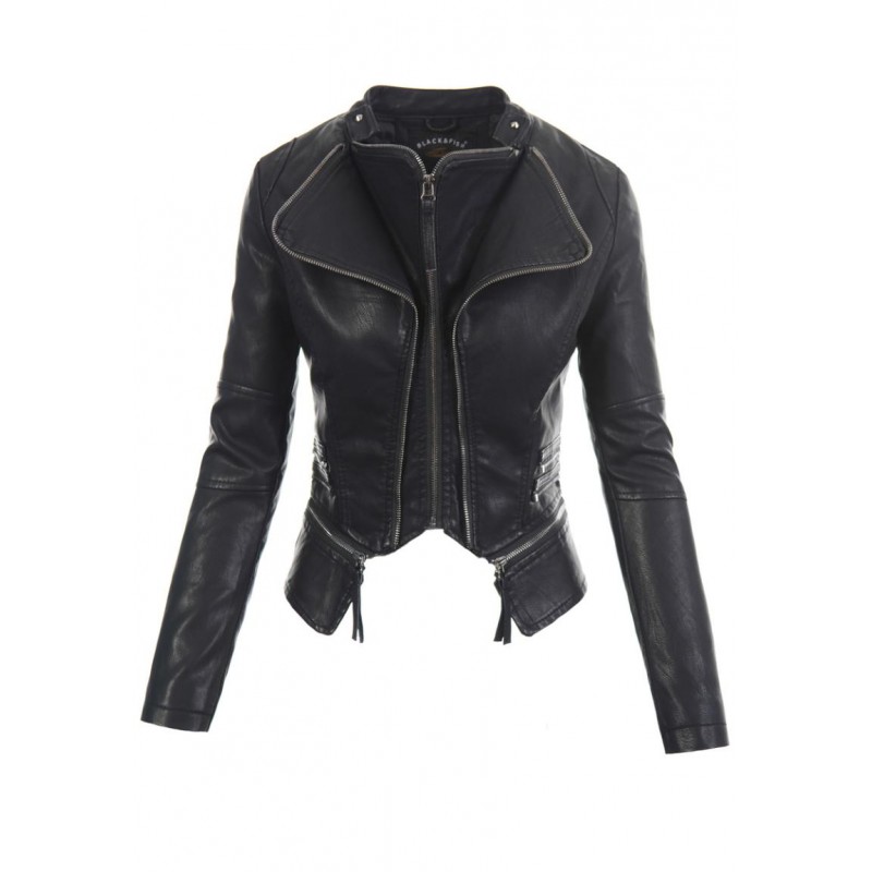 Ortalion Womens PU Leather Biker Jacket LCR8610B
