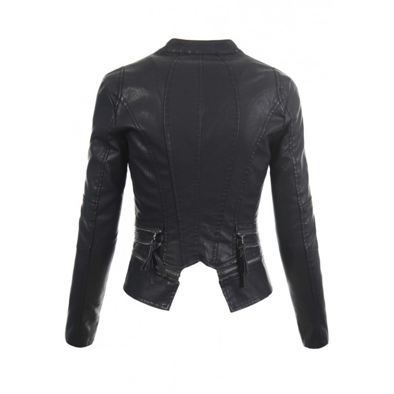 Ortalion Womens PU Leather Biker Jacket LCR8610B