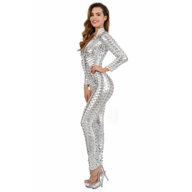Soisbelle Openwork lame fabric Catsuit 18262-Sl